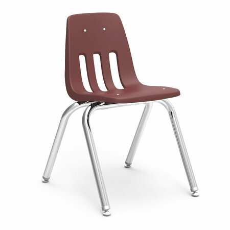 VIRCO 9000 Series 16" Classroom Chair, 2nd Grade - 4th Grade with Nylon Glides - Wine Seat 9016